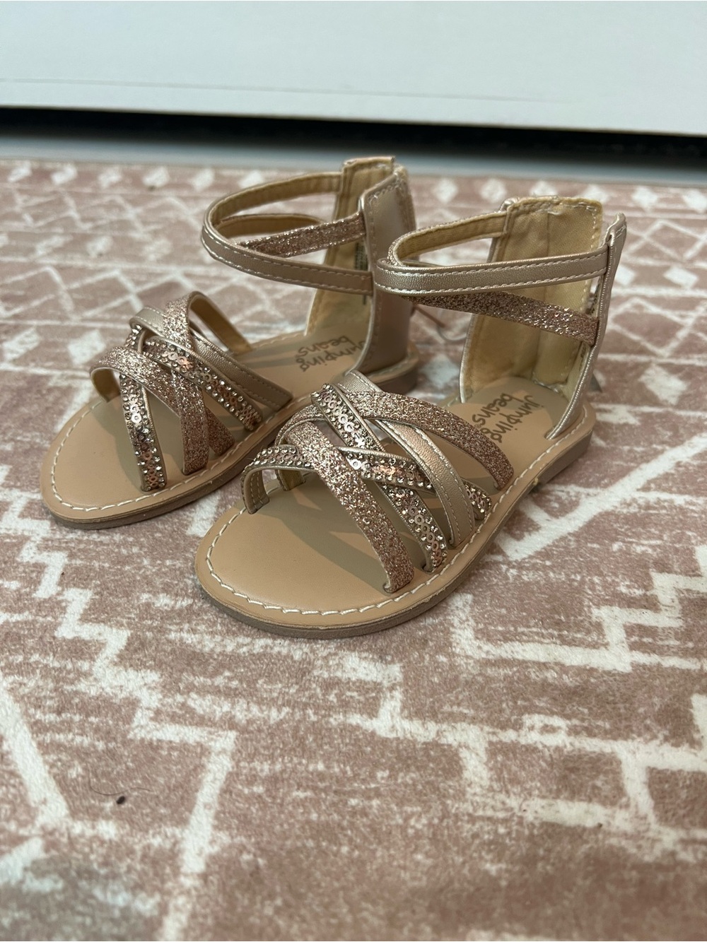 Kohl's Jumping Beans Girls' Glitter Strappy Sandals - Rose Gold